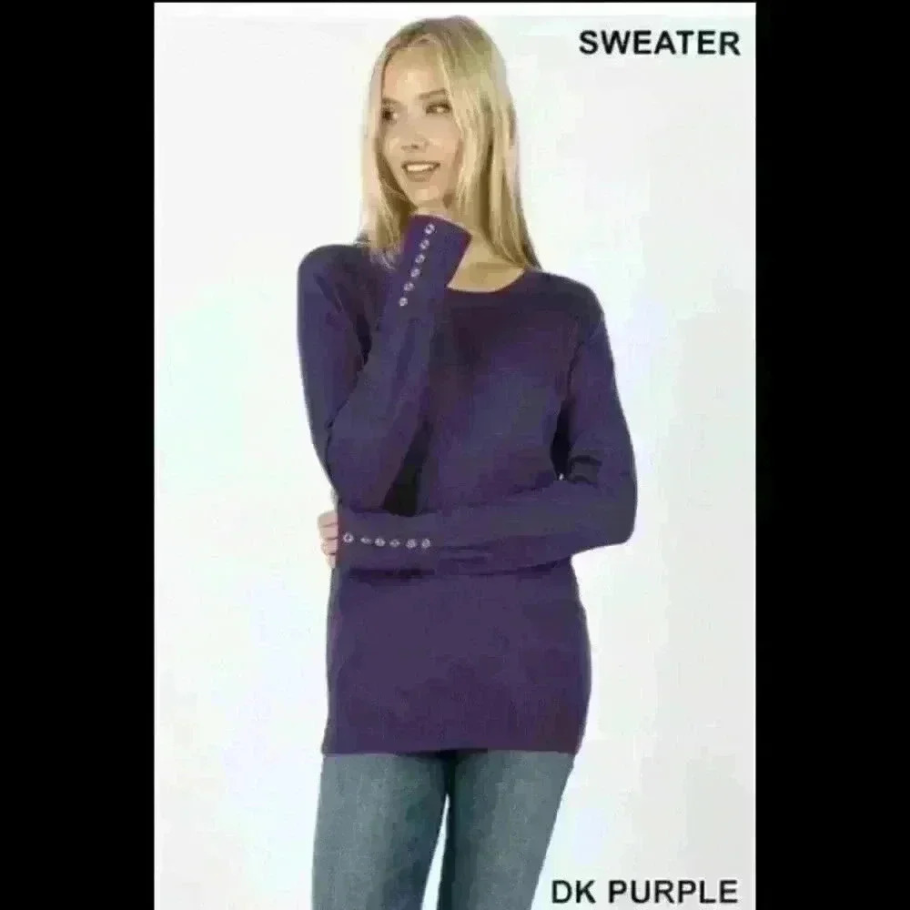 Zenana Outfitters Women Purple Pullover Sweater 1XL